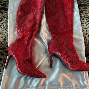 New Red and Black boots from Macys in a size 10.